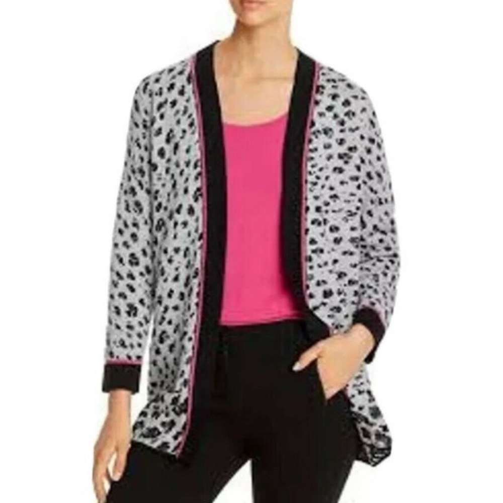 Nic & Zoe Animal Print Open Front Cardigan Sweater